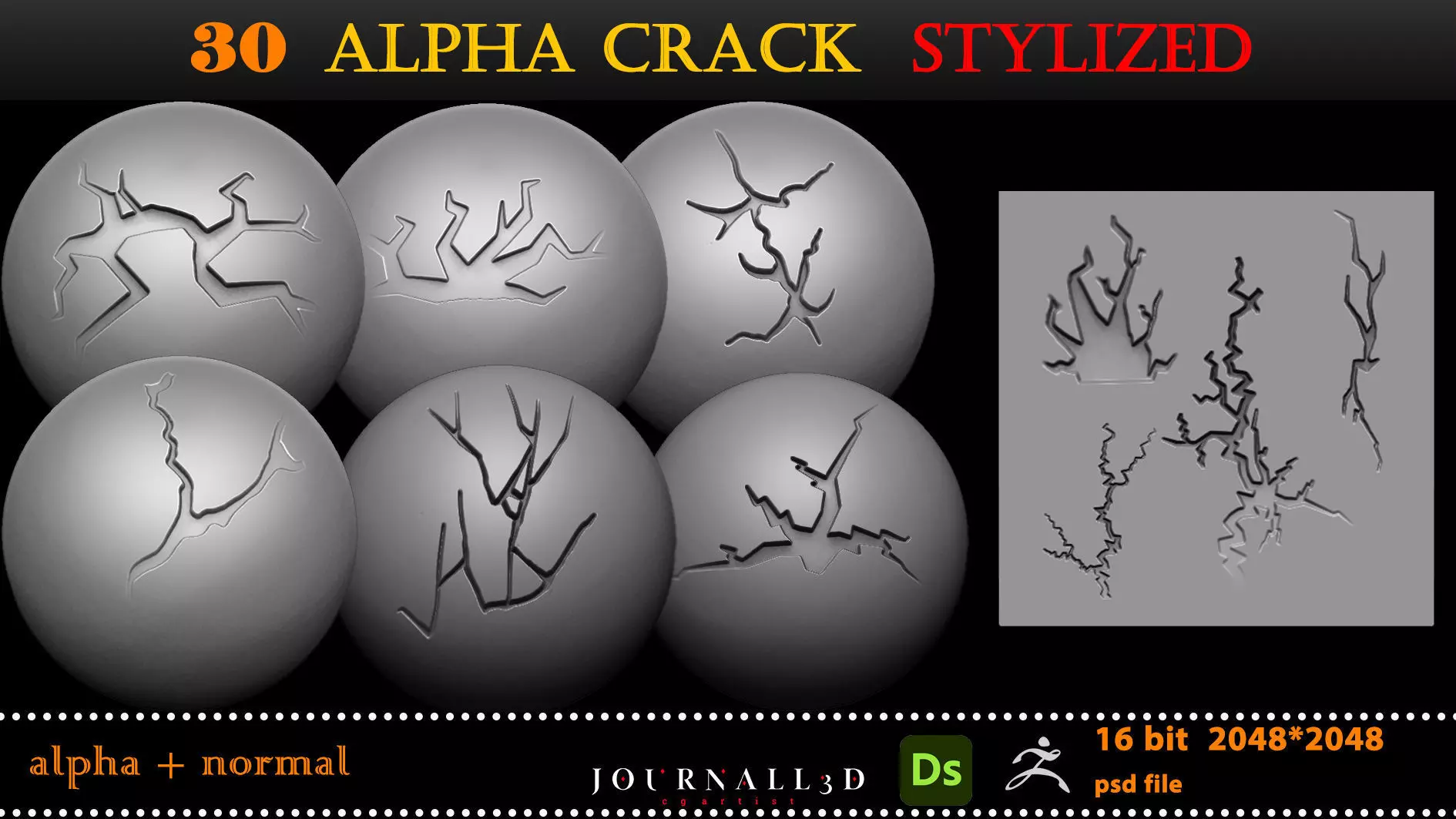 30 Stylized Cracks Alphas Texture