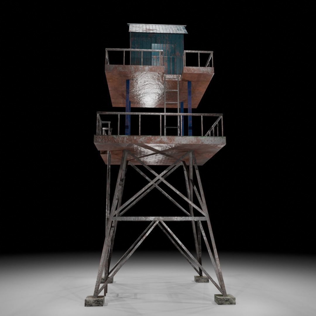 Watch tower Low-poly 3D model_2