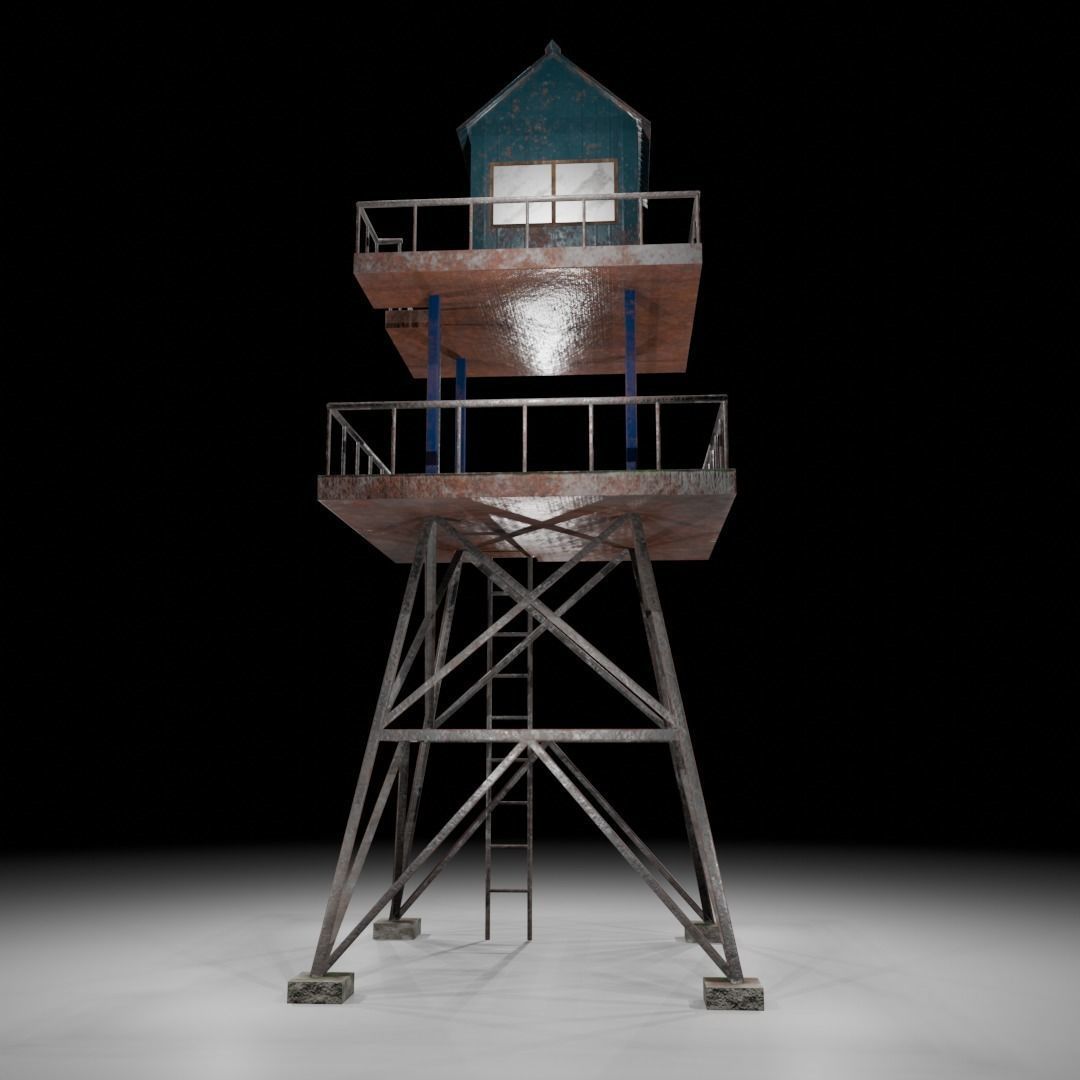 Watch tower Low-poly 3D model_7