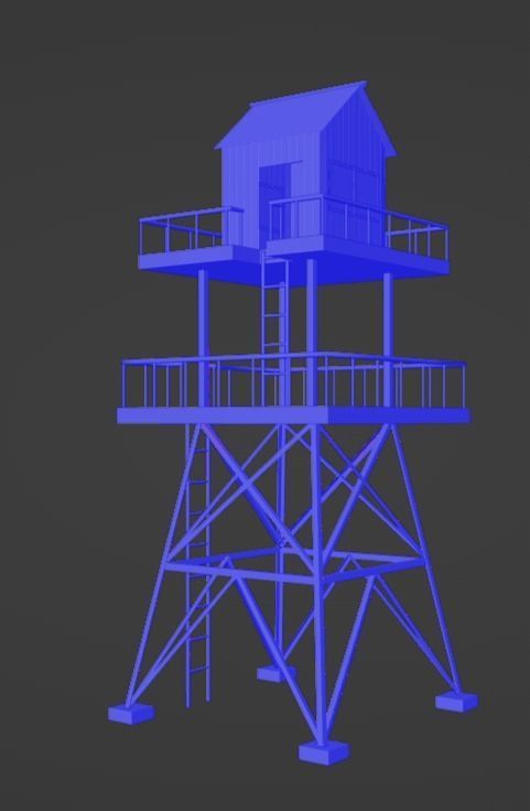 Watch tower Low-poly 3D model_21