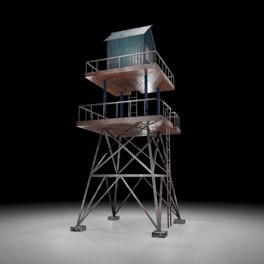 Watch tower Low-poly 3D model_12