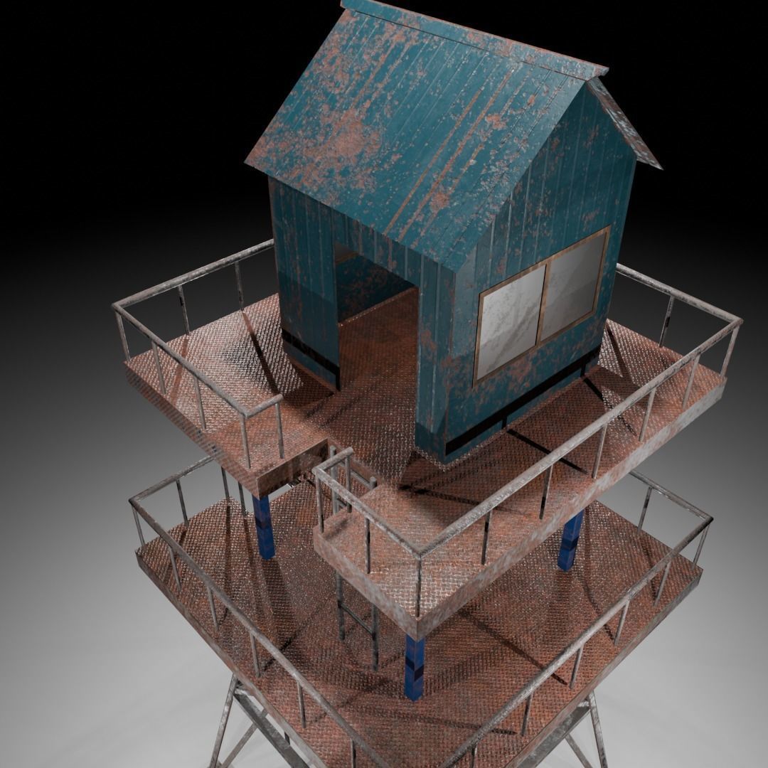 Watch tower Low-poly 3D model_14