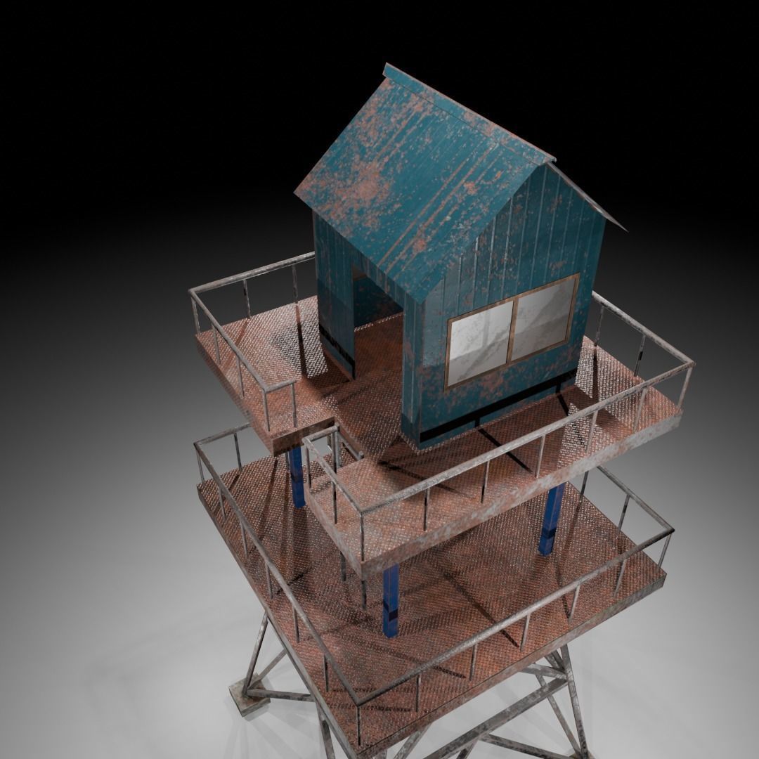 Watch tower Low-poly 3D model_15