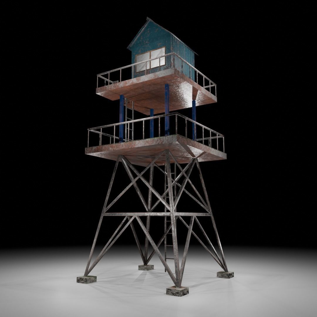Watch tower Low-poly 3D model_6