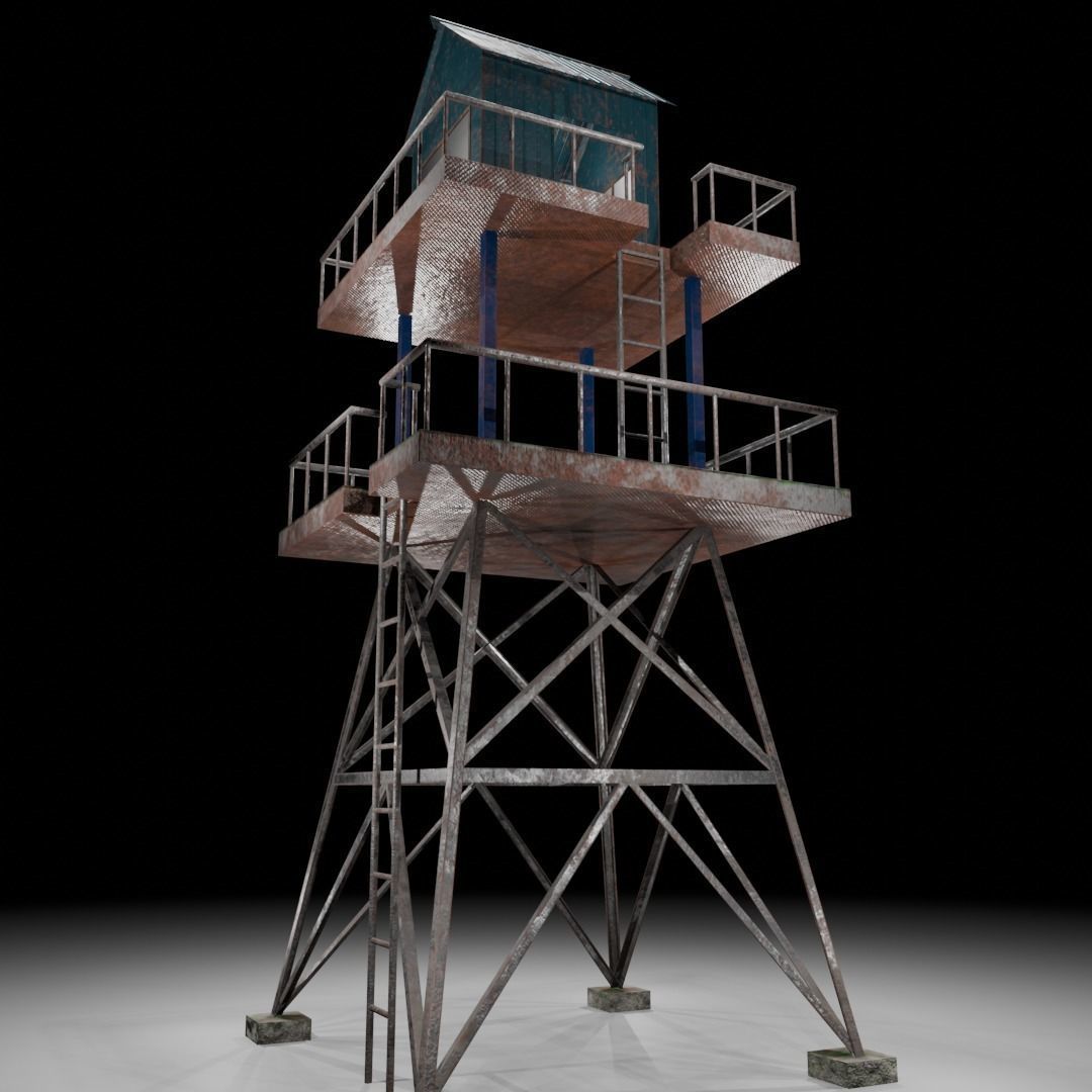 Watch tower Low-poly 3D model_4