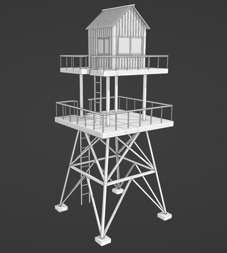 Watch tower Low-poly 3D model_20