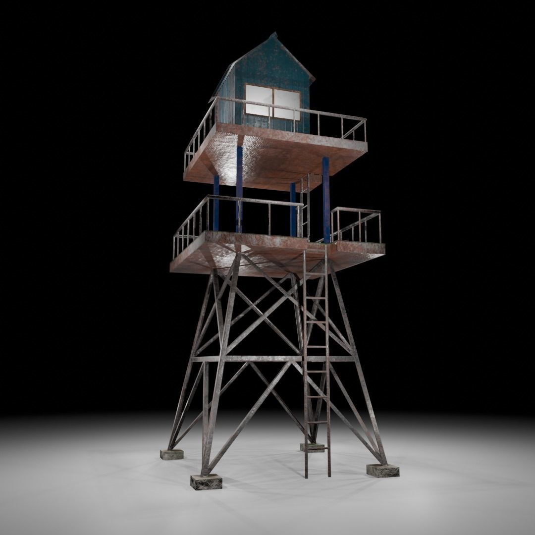 Watch tower Low-poly 3D model_1