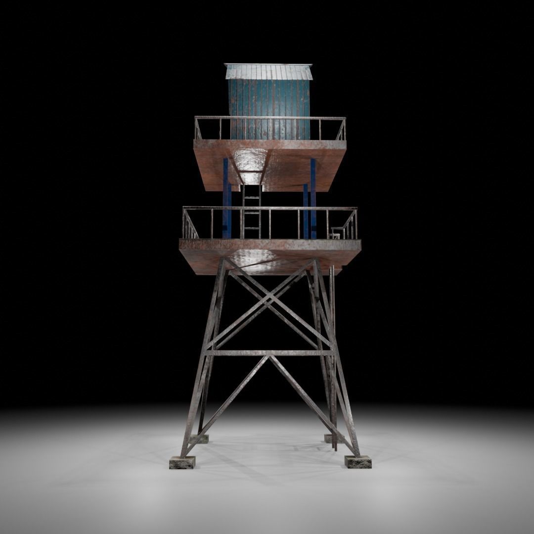 Watch tower Low-poly 3D model_8