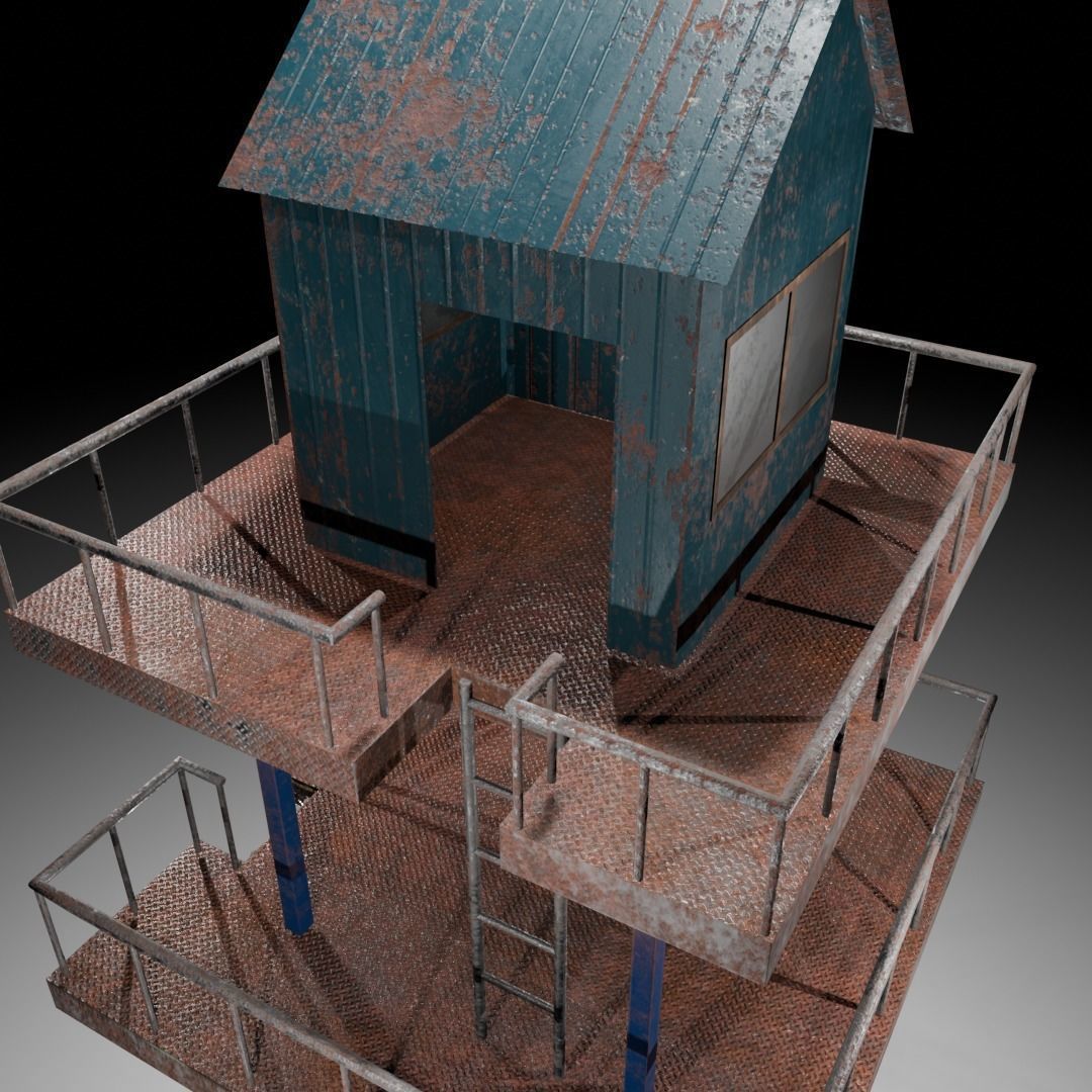 Watch tower Low-poly 3D model_11