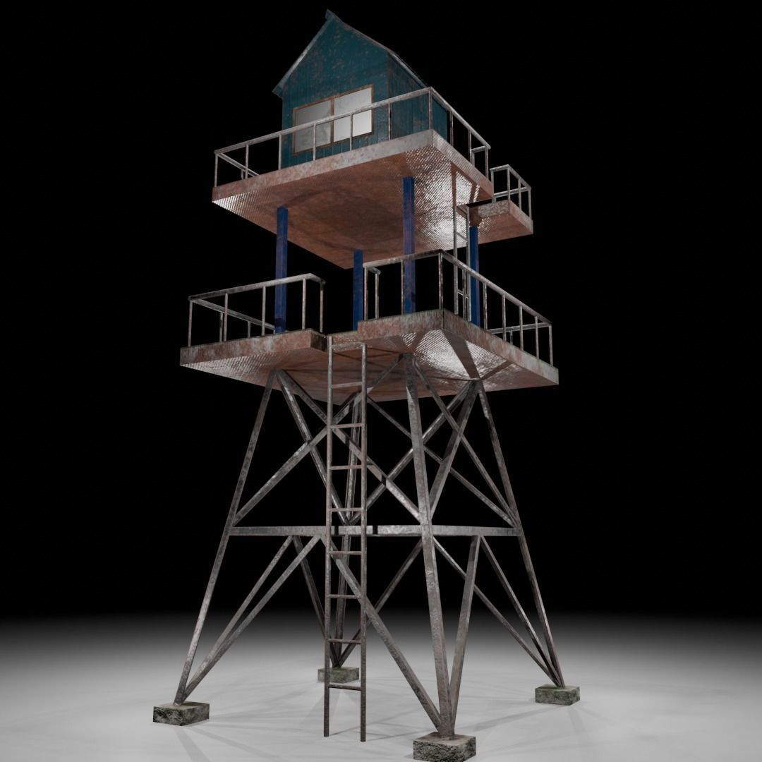 Watch tower Low-poly 3D model_3