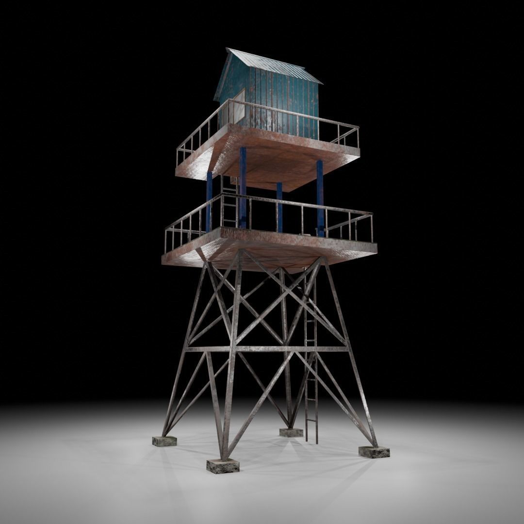 Watch tower Low-poly 3D model_9