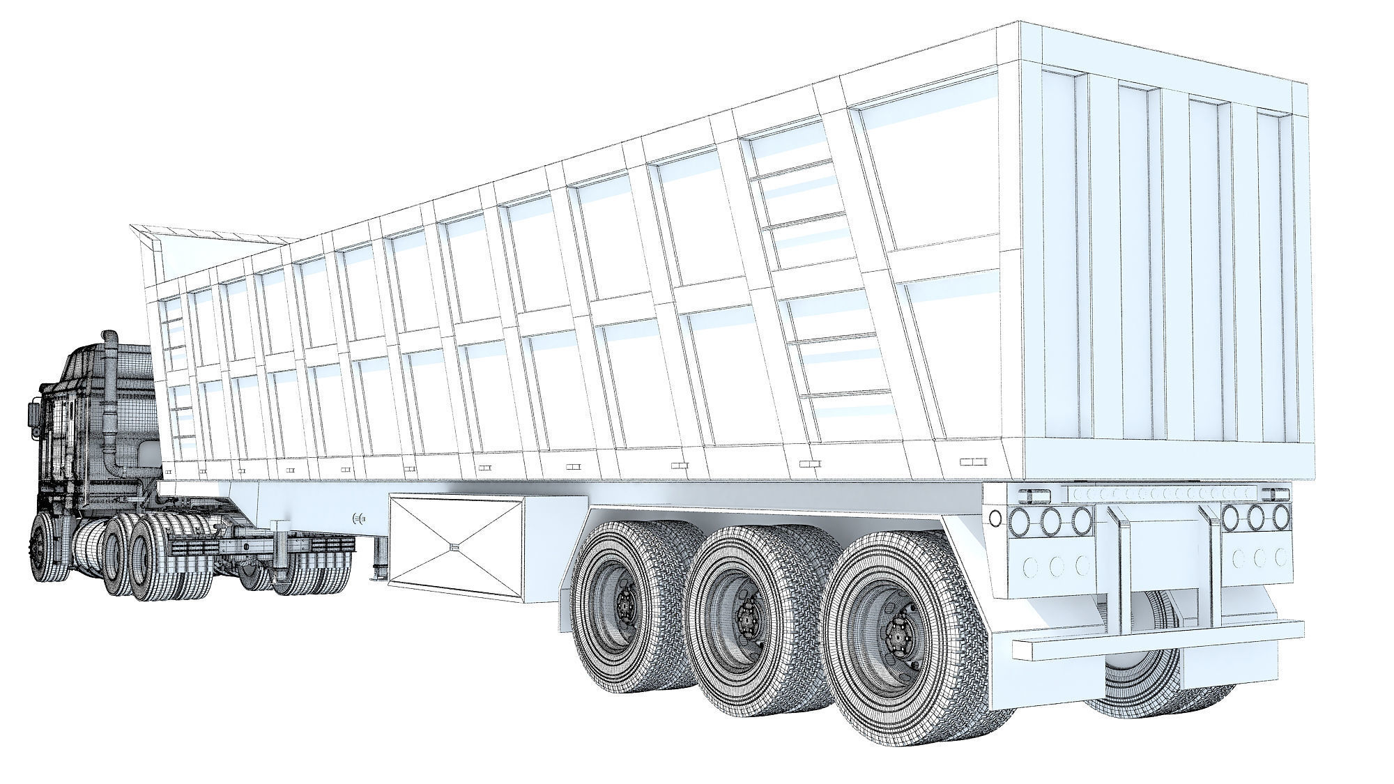 Truck with Tipper Trailer 3D model_18