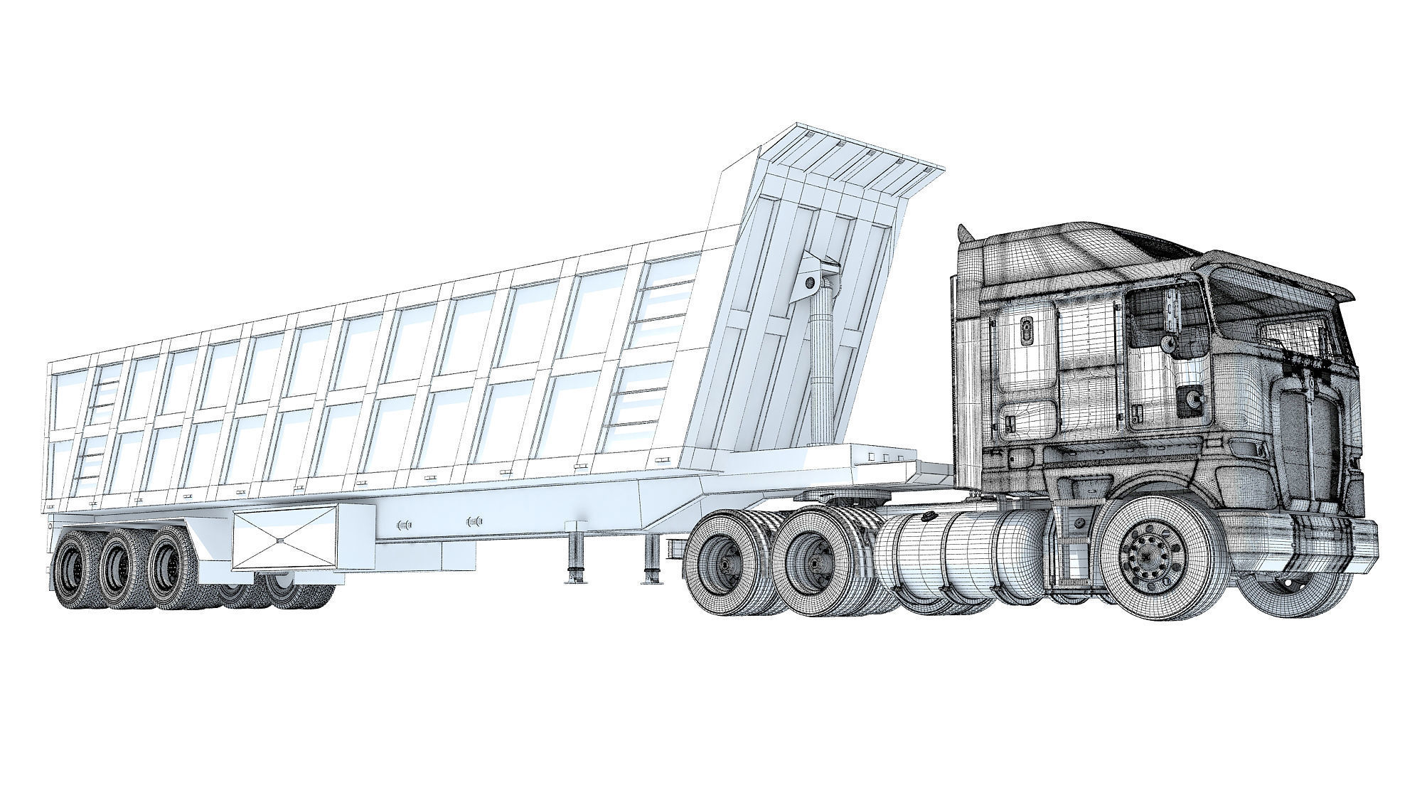 Truck with Tipper Trailer 3D model_20