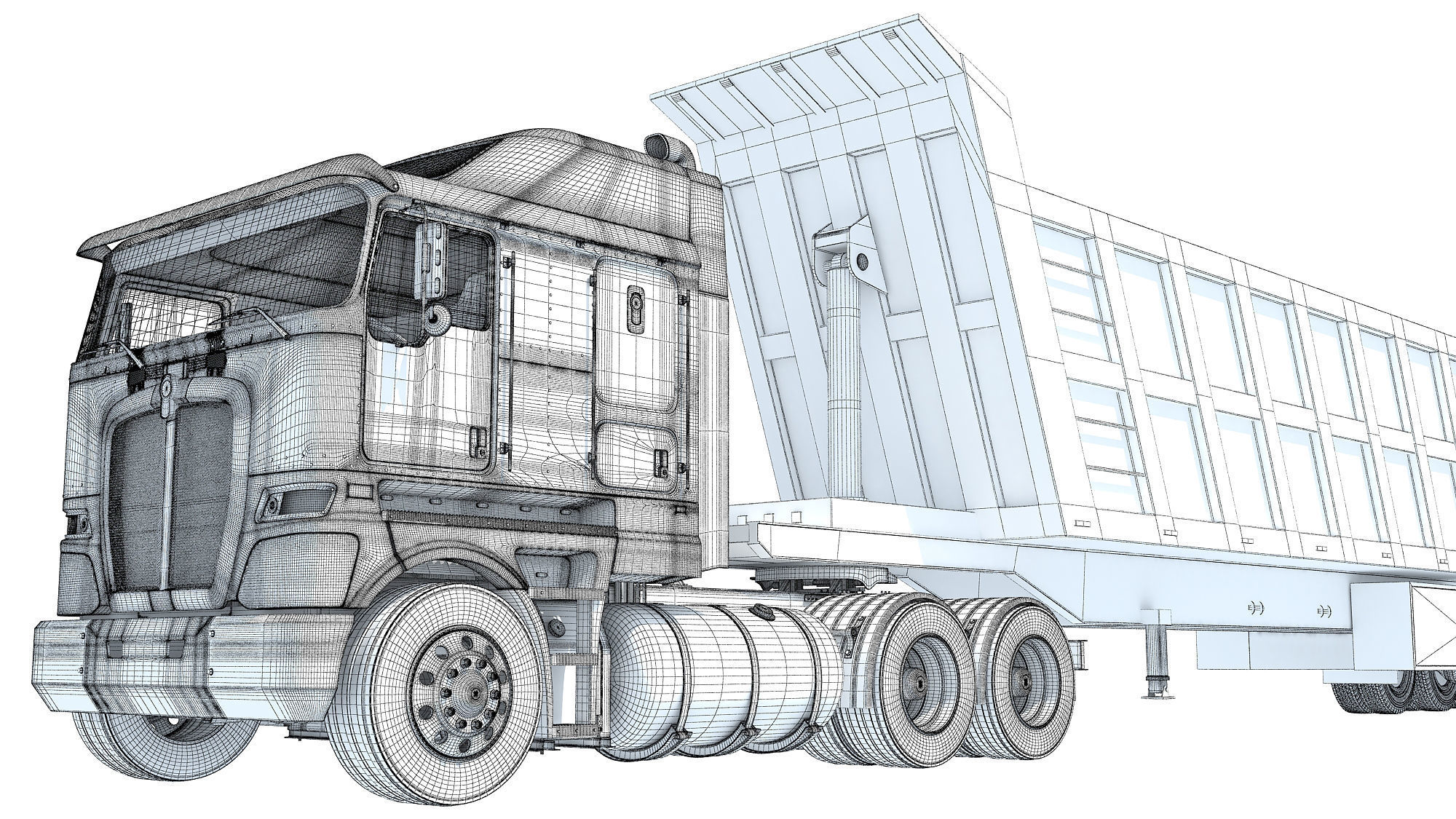 Truck with Tipper Trailer 3D model_21