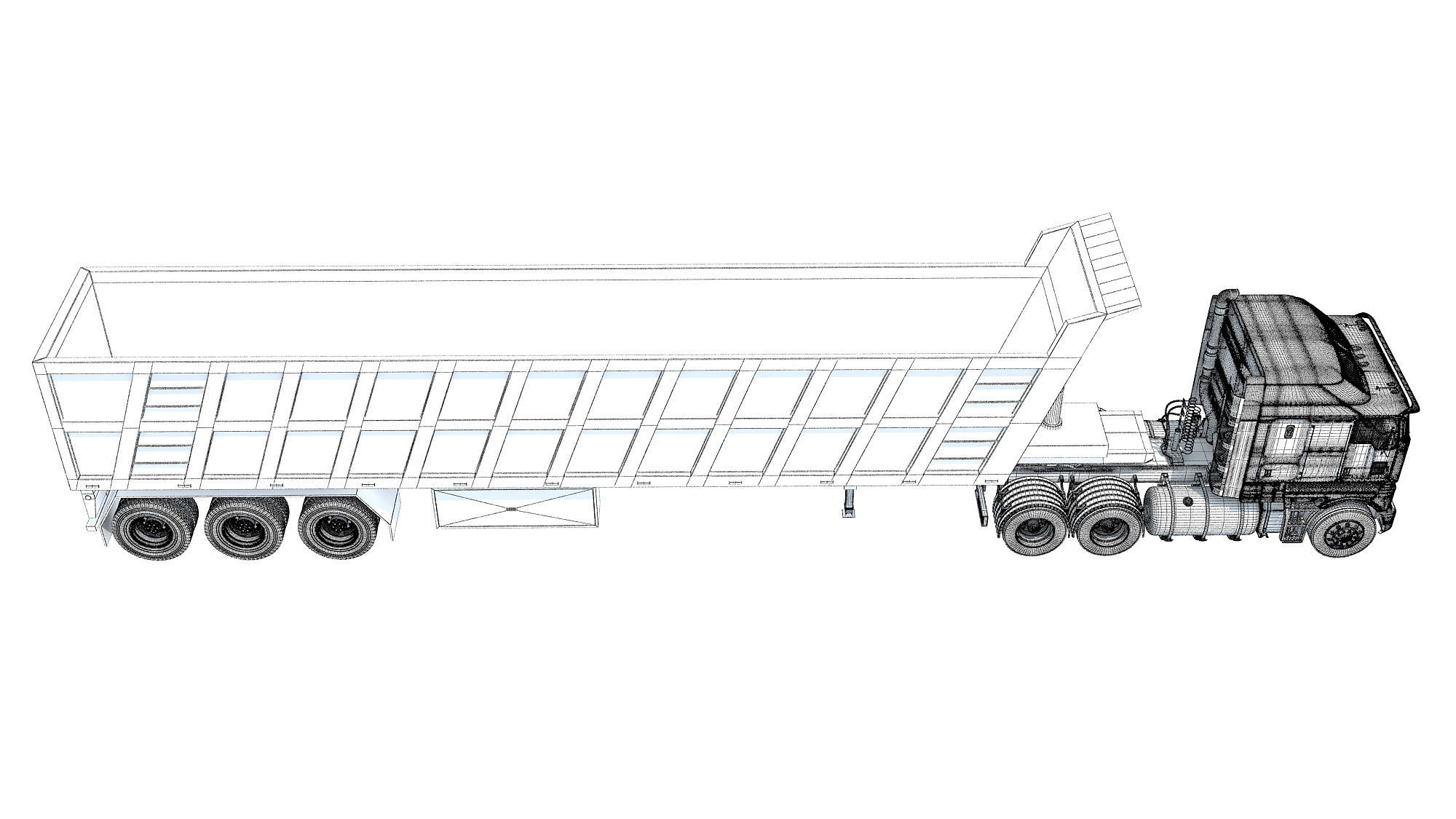 Truck with Tipper Trailer 3D model_19