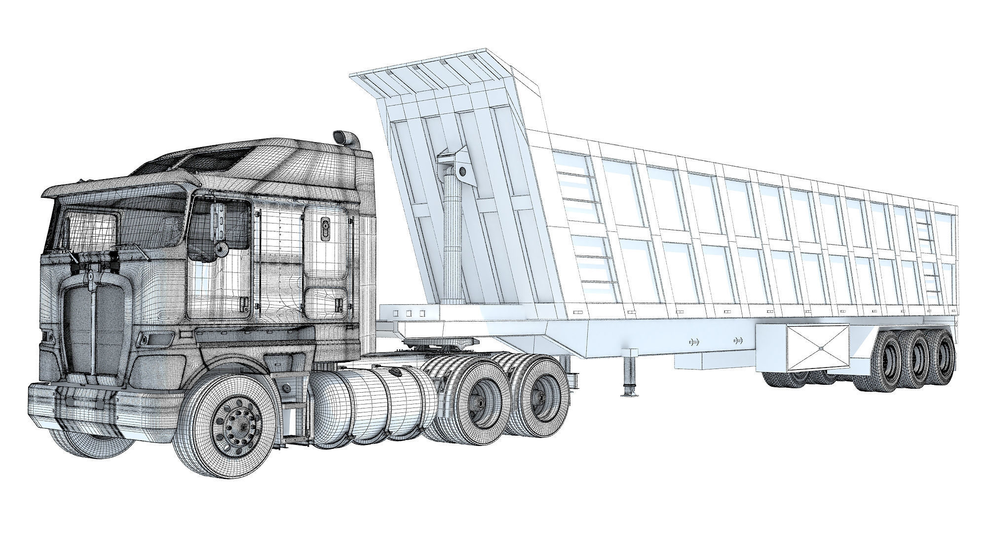 Truck with Tipper Trailer 3D model_17