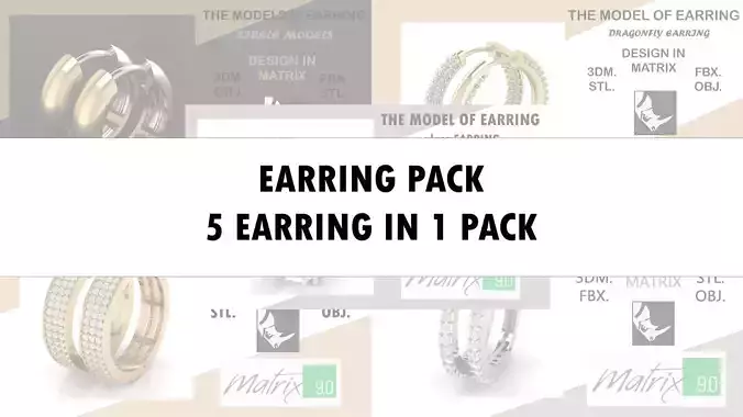 EARRING pack yellowgold whitegold 3D print model