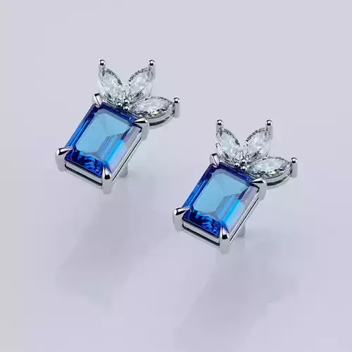 Earrings Studs Emerald 6x8 