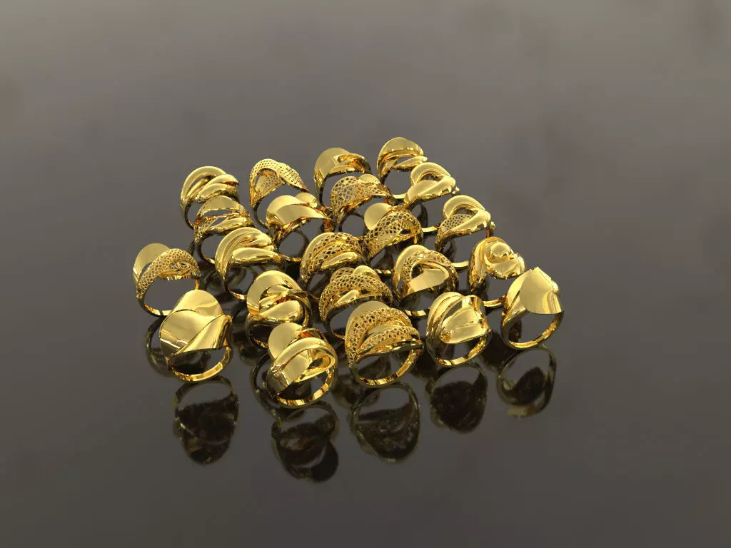 set 22 gold lightweight rings models ready to print  3D print model_0