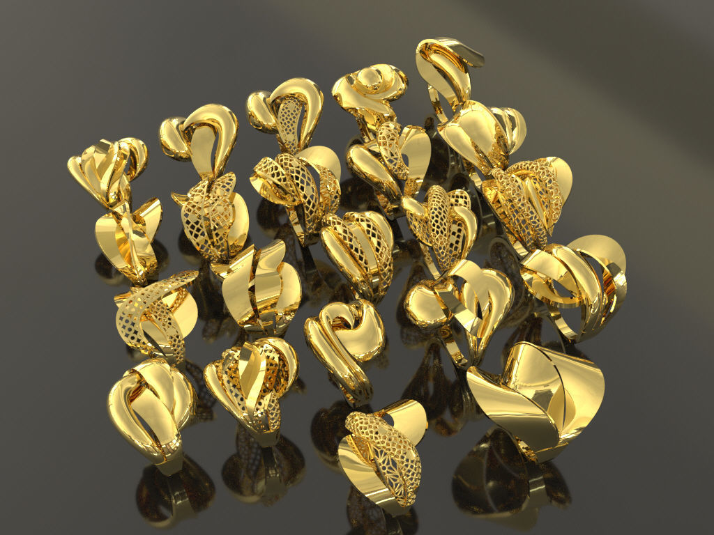 set 22 gold lightweight rings models ready to print  3D print model_2