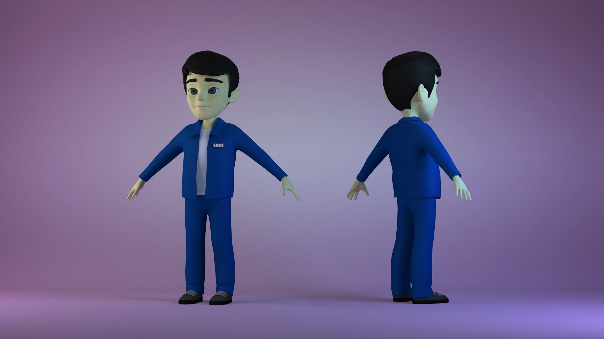 Cartoon  Clerk  employee  worker  man businessman 3D model_3