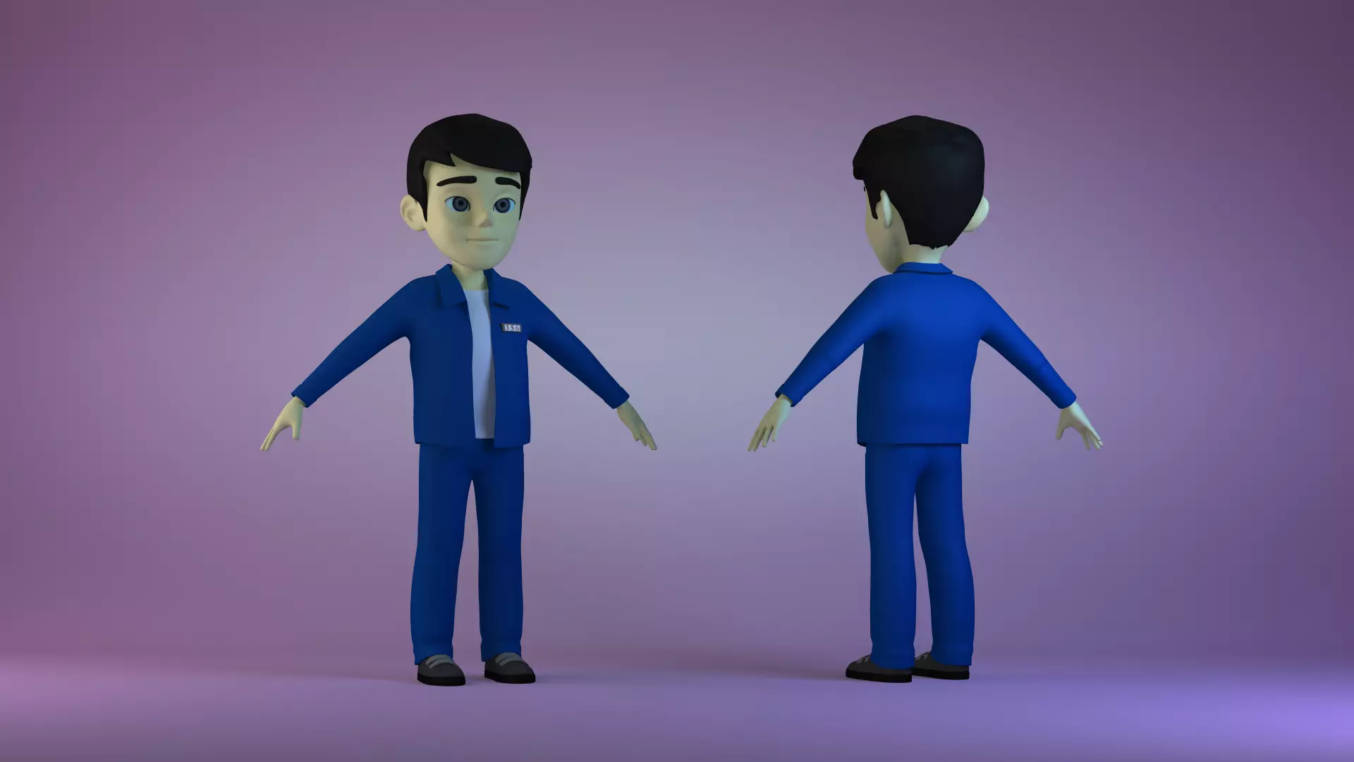 Cartoon  Clerk  employee  worker  man businessman 3D model_0