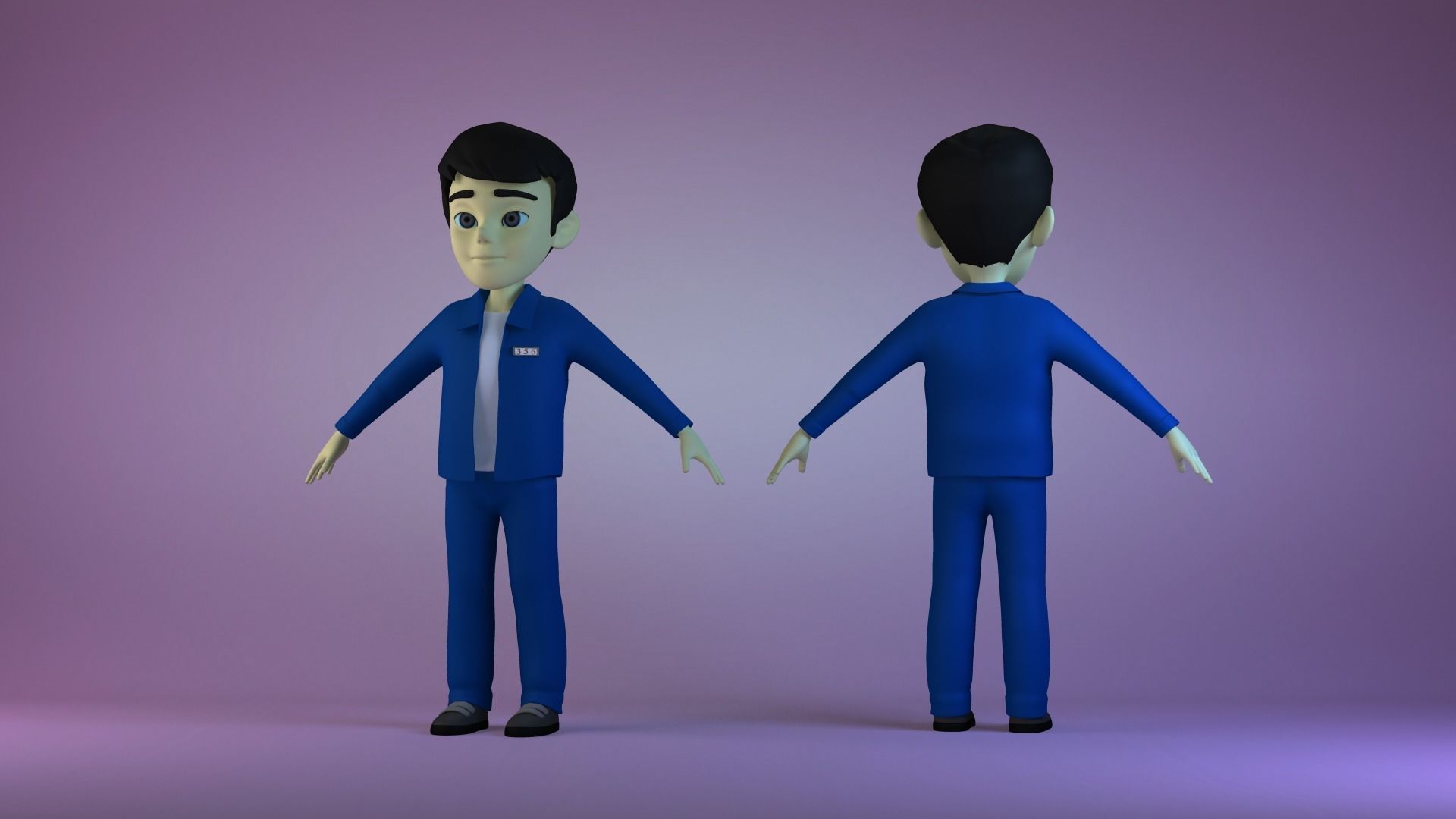 Cartoon  Clerk  employee  worker  man businessman 3D model_1