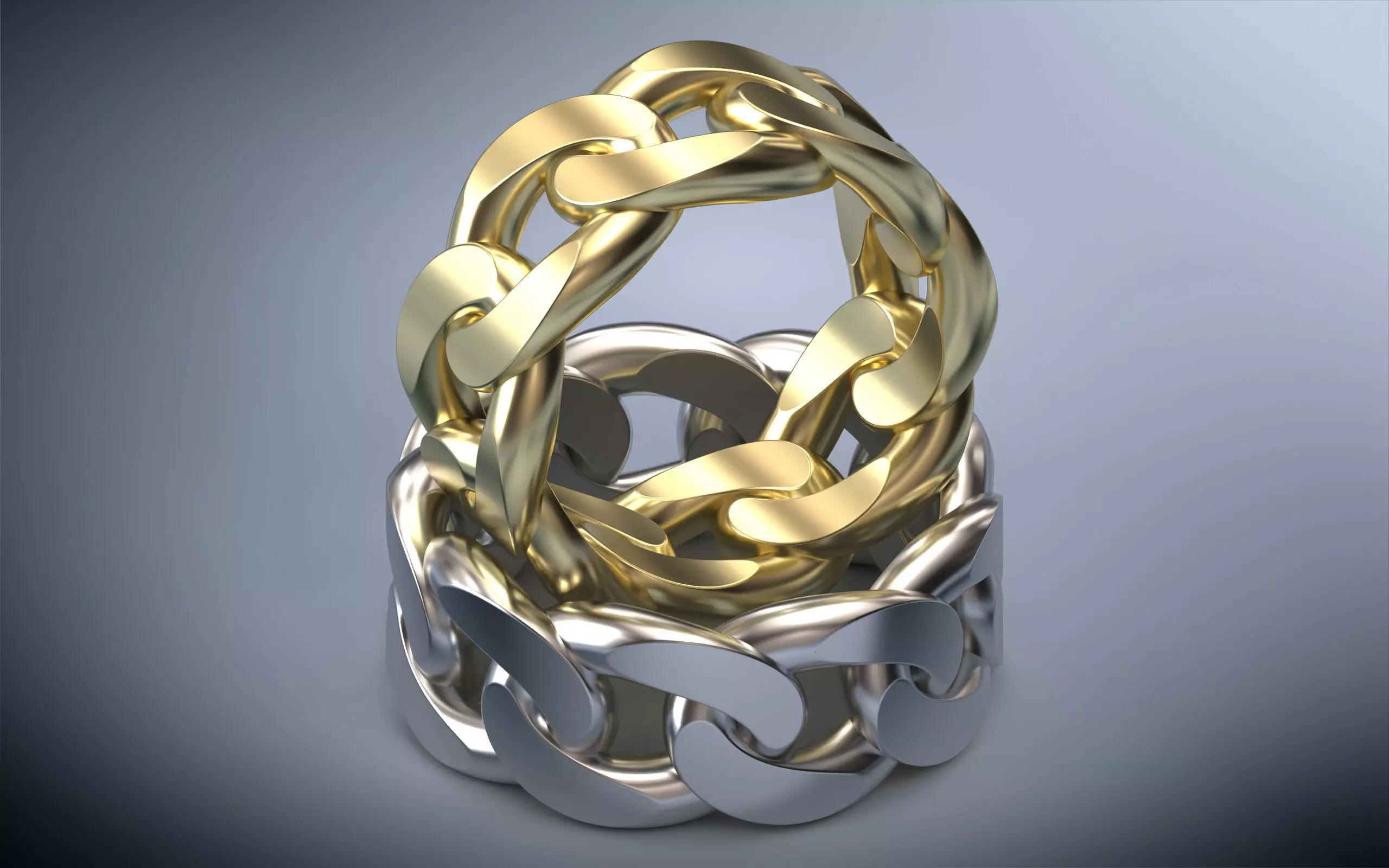 Model057-1 Cuban Ring 10 mm All Sizes 3D print model