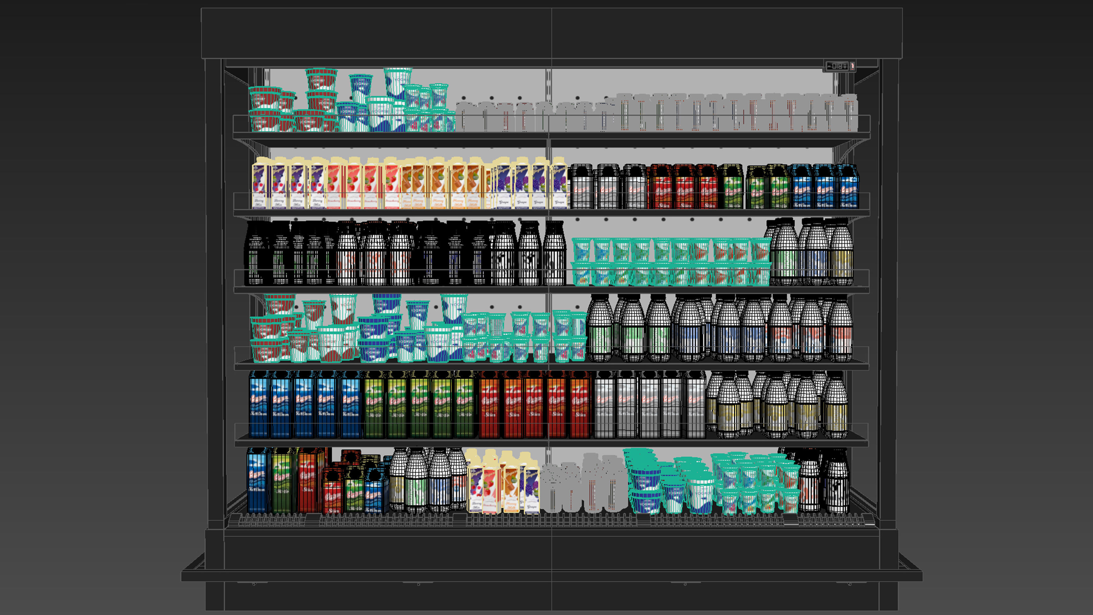 Rack with dairy products Low-poly 3D model_7