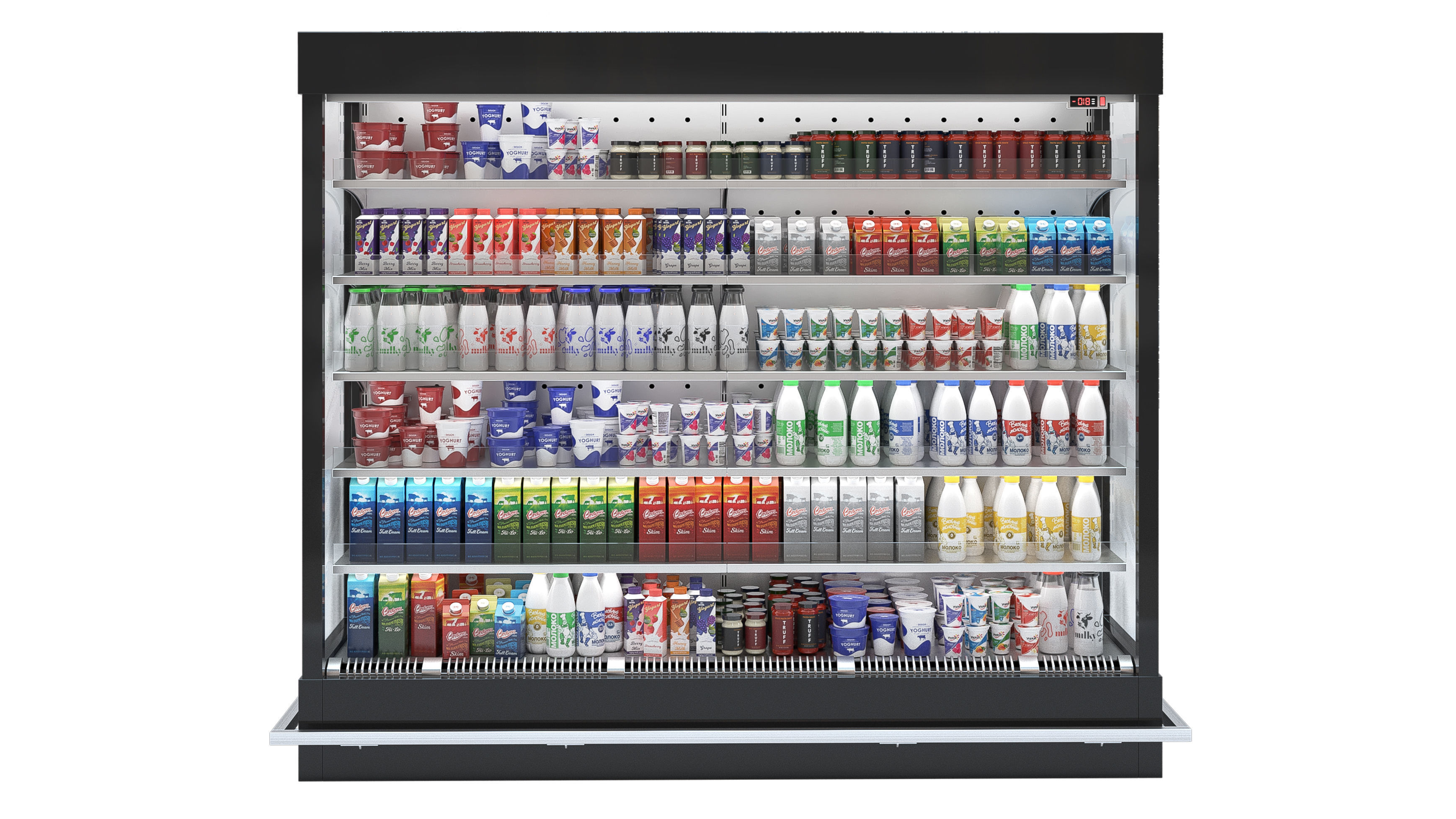 Rack with dairy products Low-poly 3D model_2