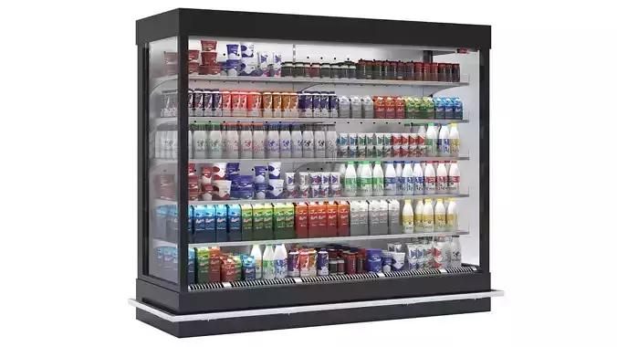 Rack with dairy products Low-poly 3D model