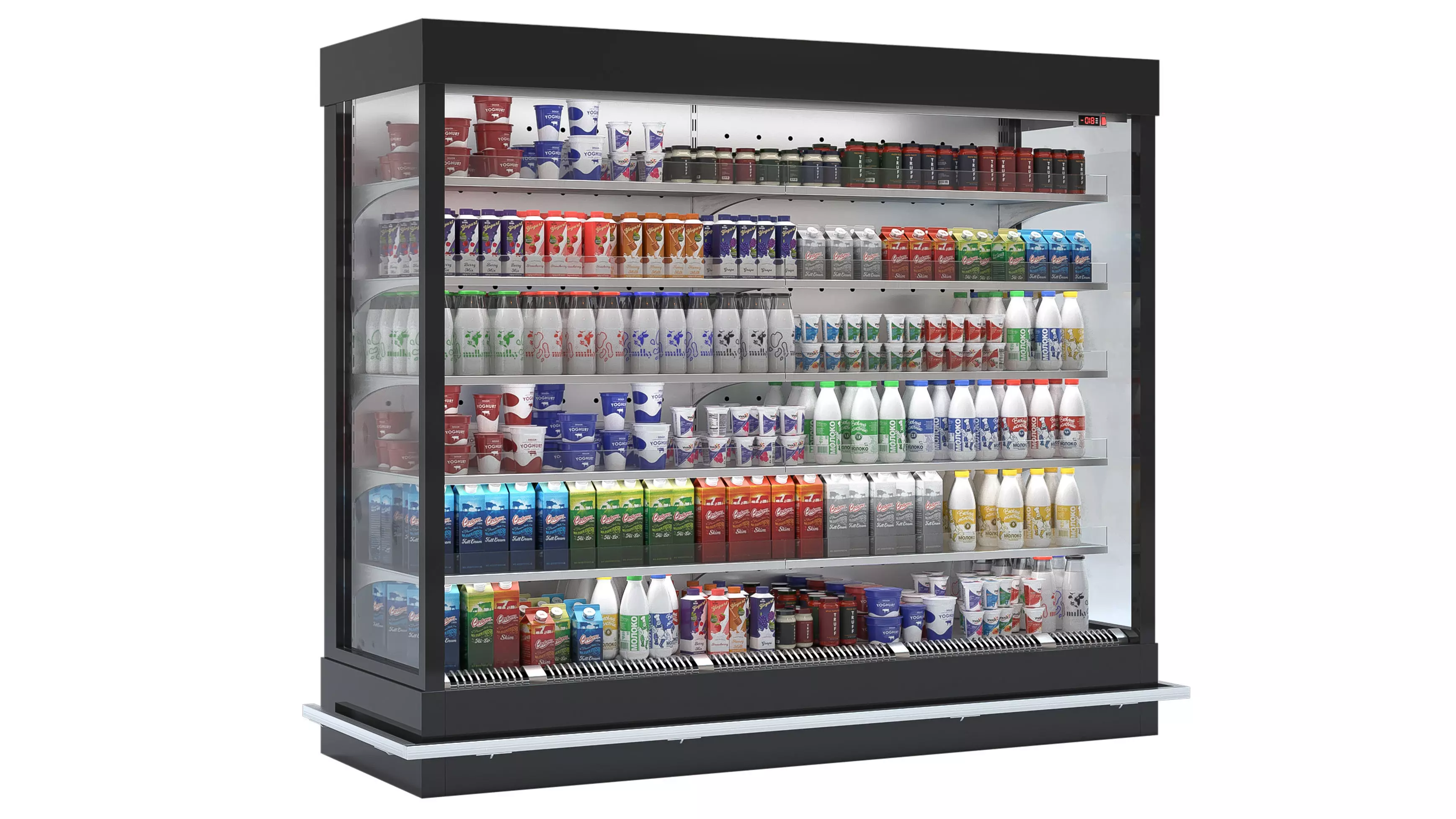 Rack with dairy products Low-poly 3D model_0