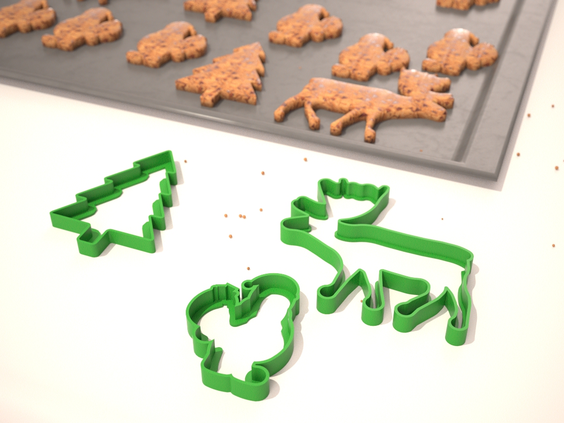 Cookie mold Santa bringing gifts 3D print model_1