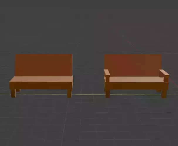 low polly benches 3D model