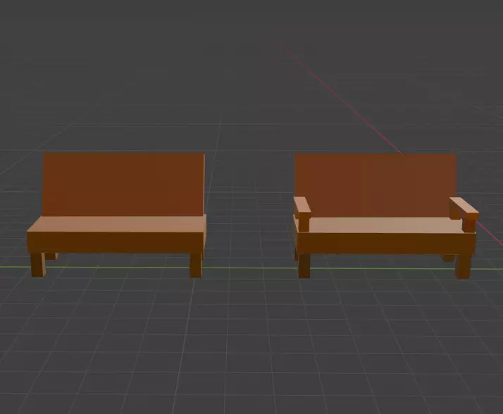 low polly benches 3D model_0