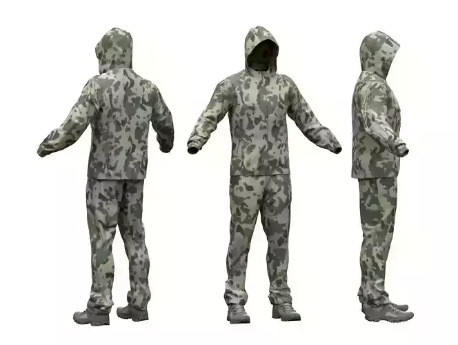 Male Military Outfit 3 Low-poly 3D model