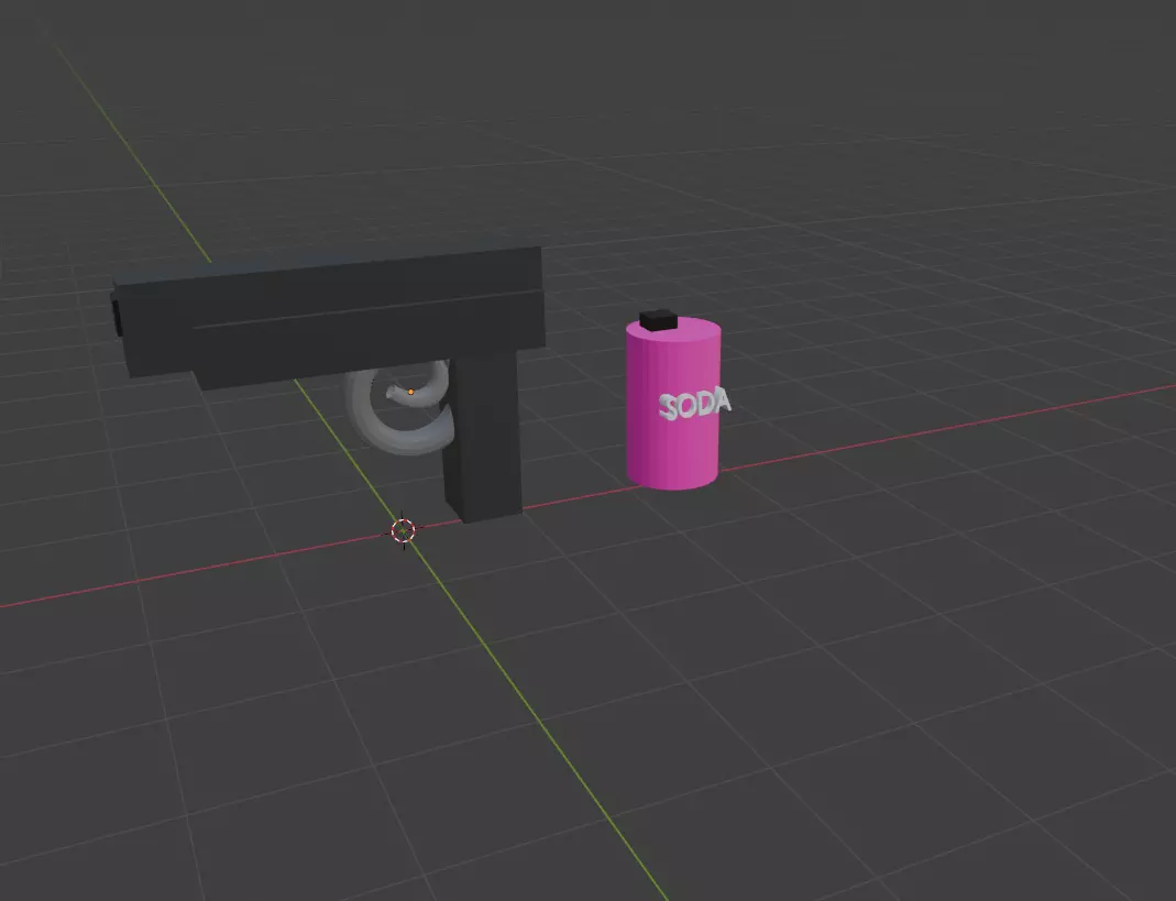 low polly gun and soda  3D model_0