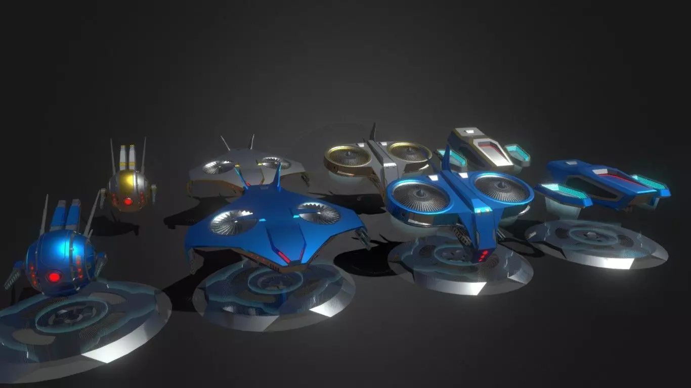 Stylized lowpoly drones Free 3D model