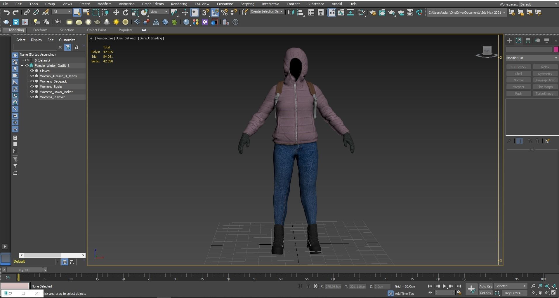 Female Winter Outfit 3 Low-poly 3D model_5