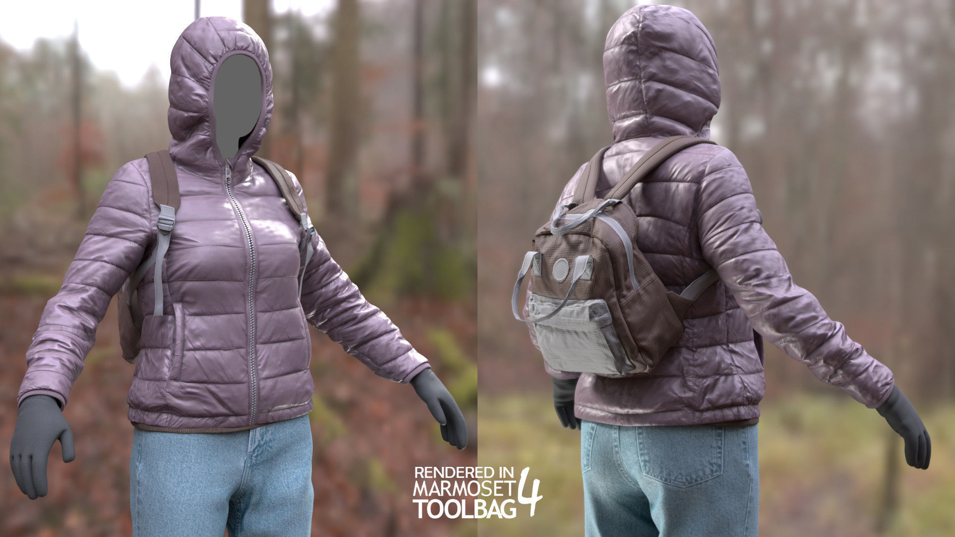 Female Winter Outfit 3 Low-poly 3D model_3