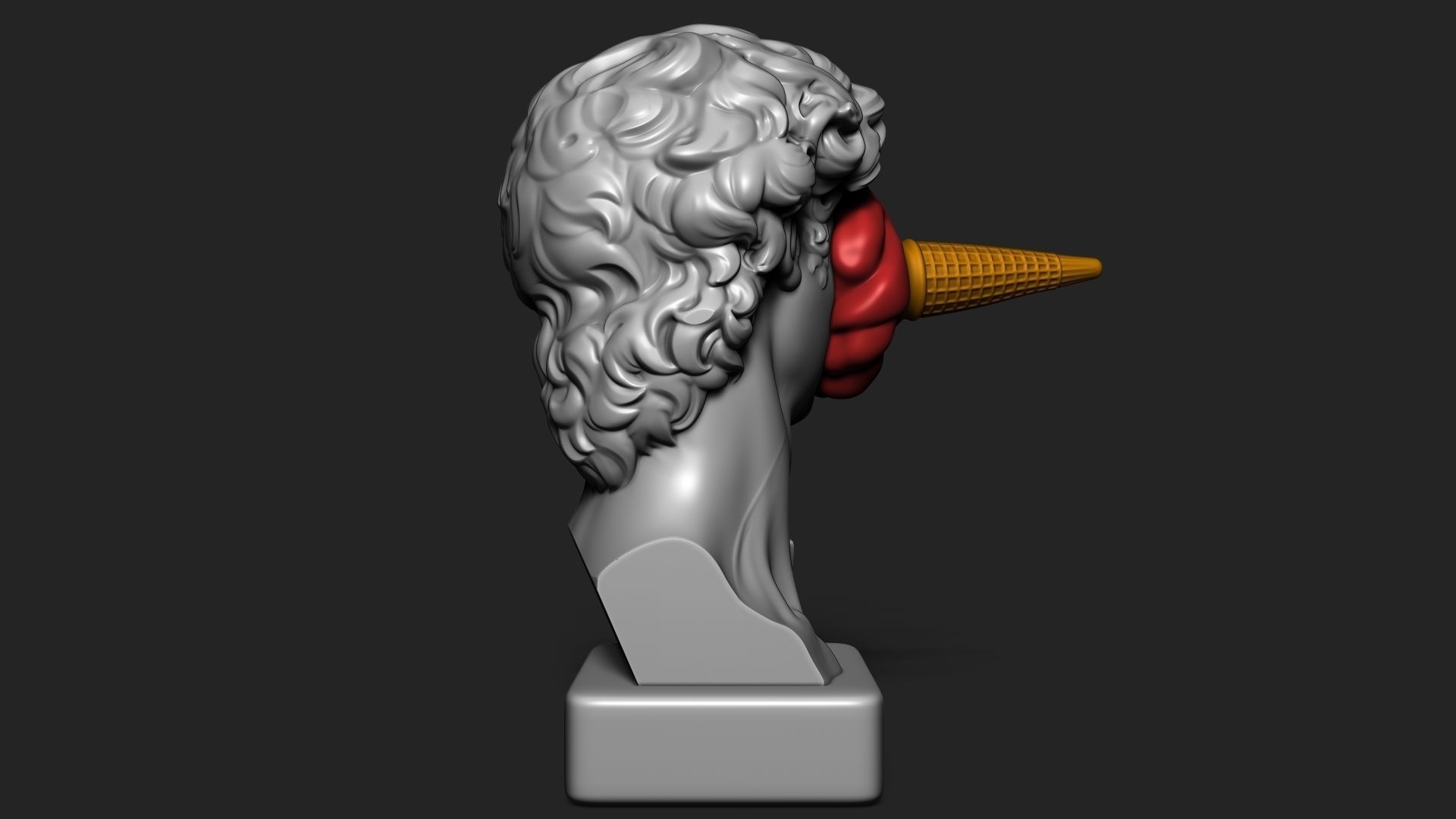 DAVID WITH ICE CREAM STATUE 3D print model_4
