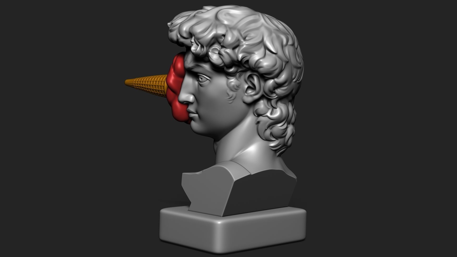 DAVID WITH ICE CREAM STATUE 3D print model_6