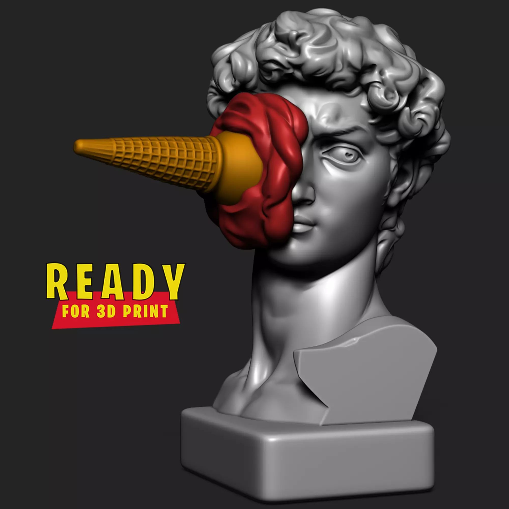 DAVID WITH ICE CREAM STATUE 3D print model_0