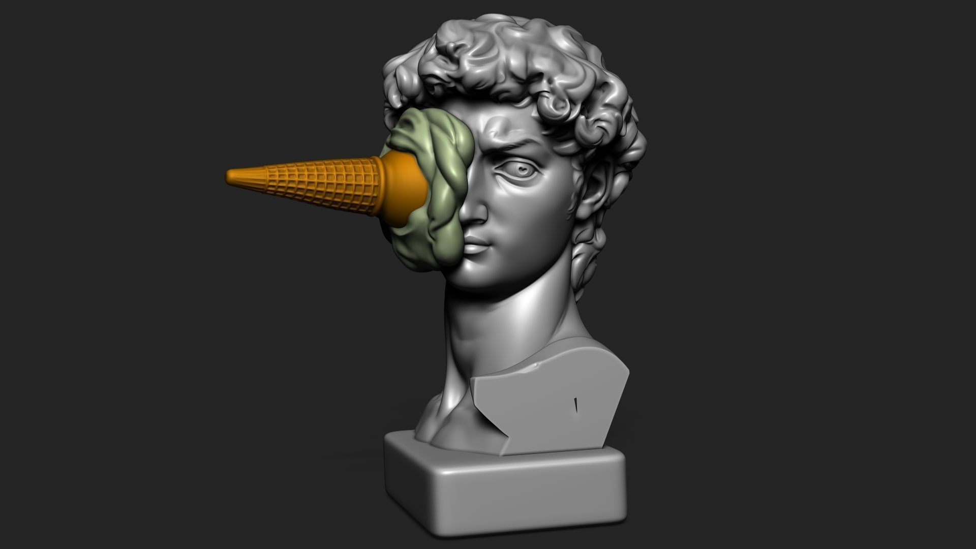 DAVID WITH ICE CREAM STATUE 3D print model_7