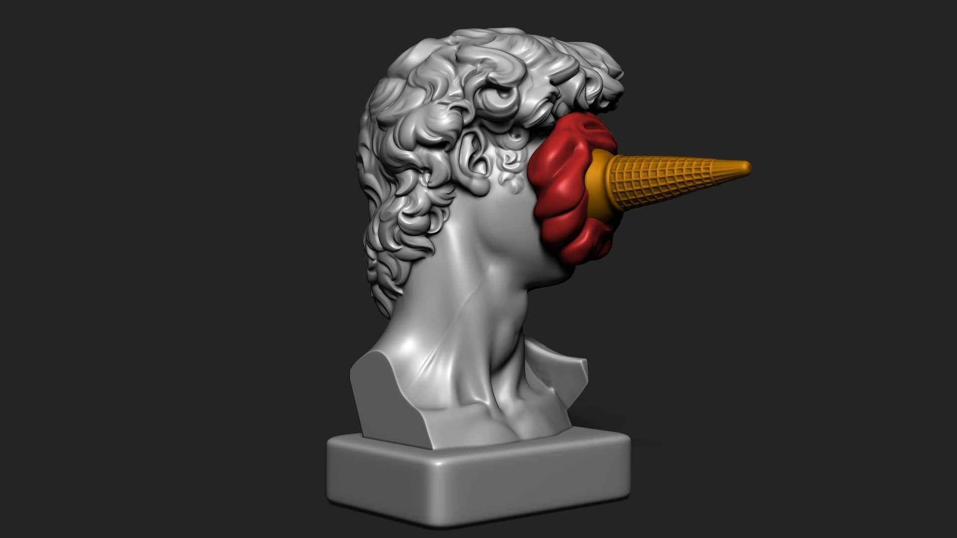 DAVID WITH ICE CREAM STATUE 3D print model_3