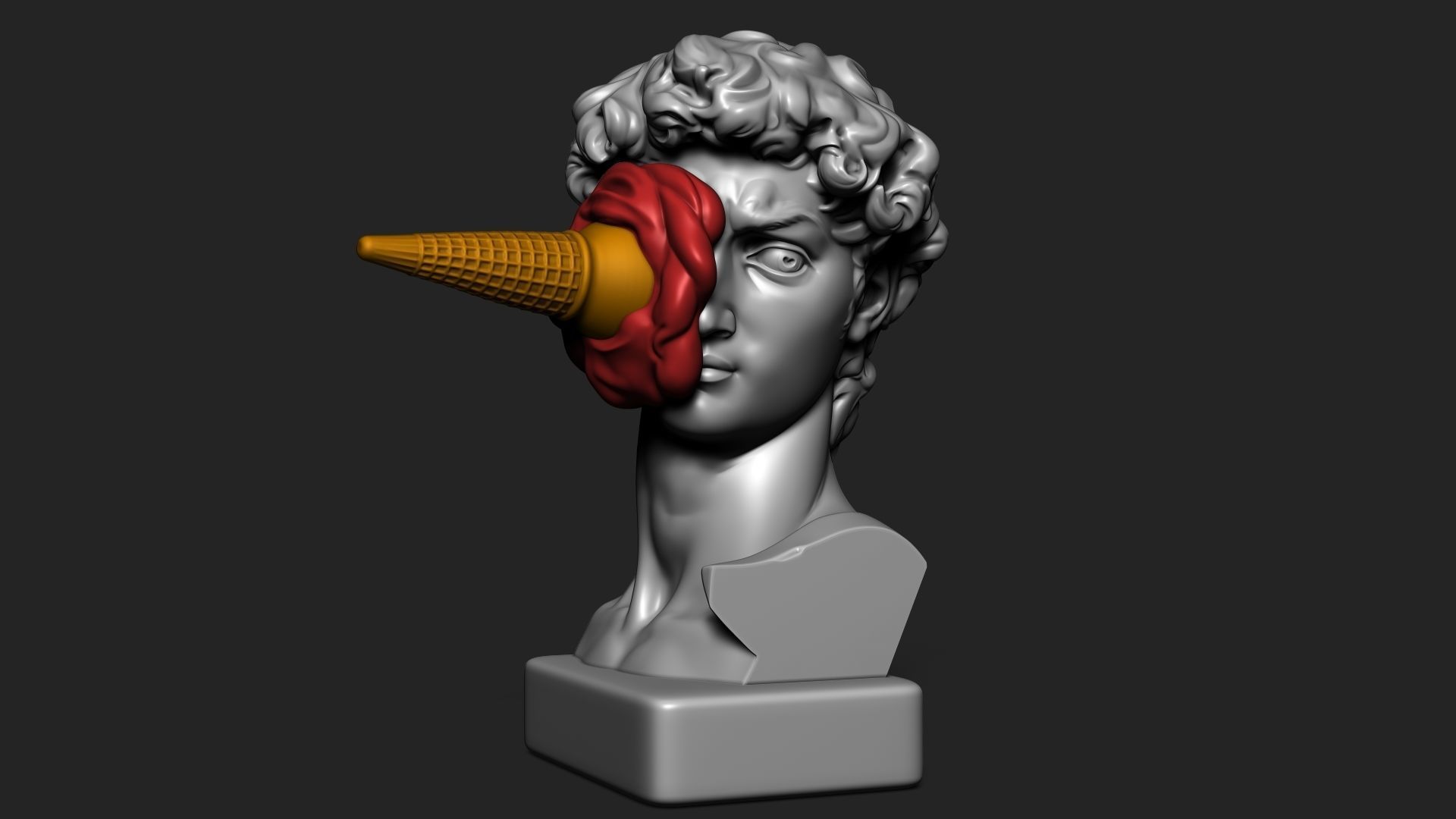 DAVID WITH ICE CREAM STATUE 3D print model_1