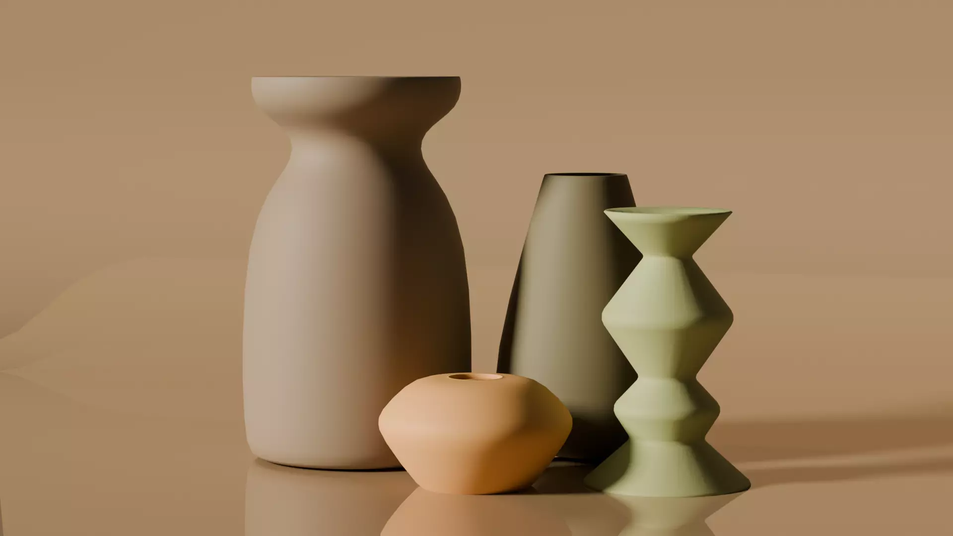 Home Decor 4 Ceramic Pieces Free 3D model