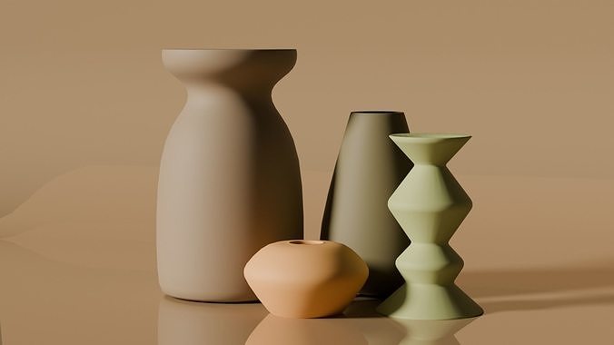 Home Decor 4 Ceramic Pieces Free 3D model