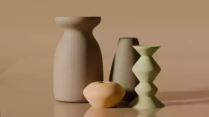 Home Decor 4 Ceramic Pieces Free 3D model