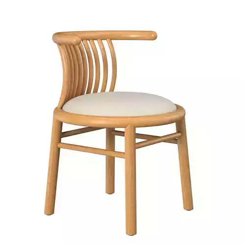 Mathilde Curved Slatted Wood Dining Chair PBR